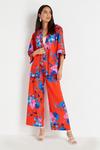 Wallis Red and Blue Floral Wide Leg Trousers thumbnail 2