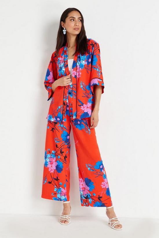 Wallis Red and Blue Floral Wide Leg Trousers 2
