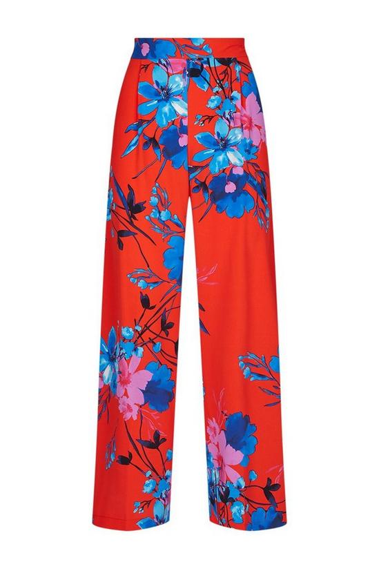 Wallis Red and Blue Floral Wide Leg Trousers 5
