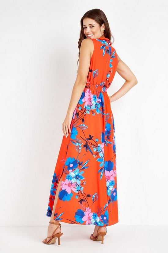 Wallis Red and Blue Floral Halter Dress 3