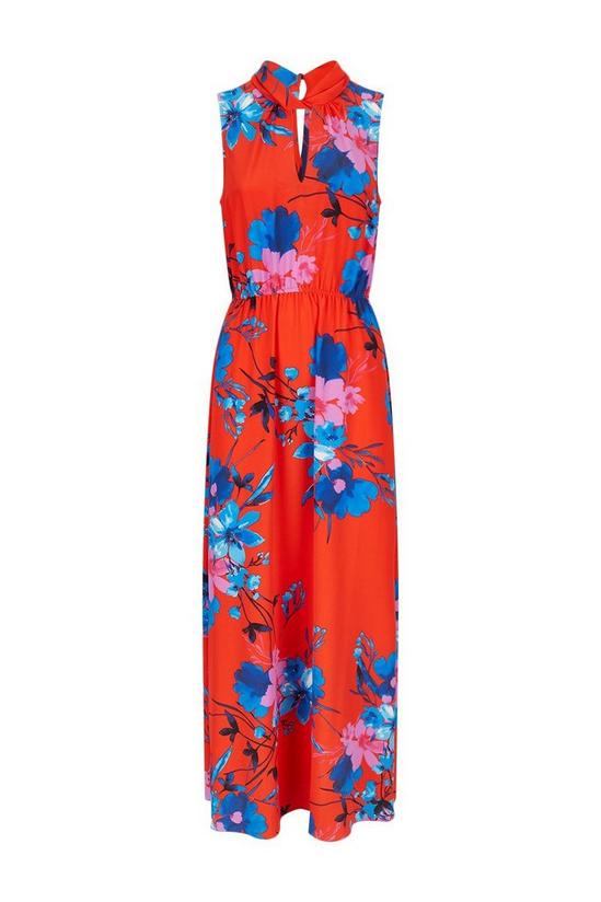 Wallis Red and Blue Floral Halter Dress 5