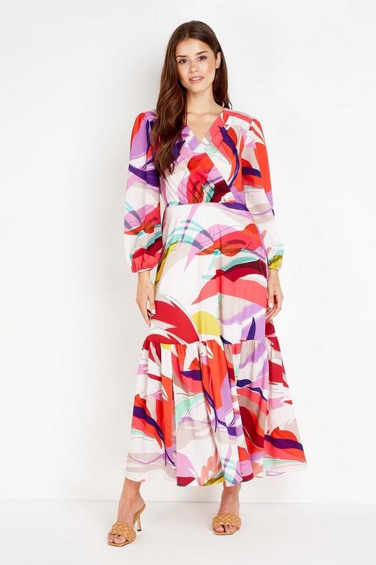 Wallis Red Abstract Tiered Maxi Dress 1