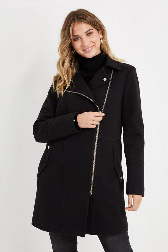 Wallis Black Longline Zip Coat 2