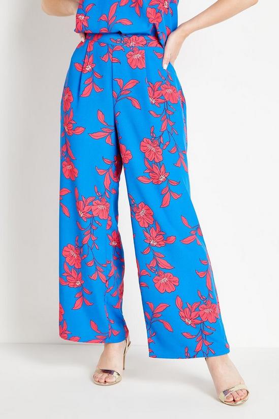 Wallis Petite Blue Pink Floral Wide Leg Trouser 2