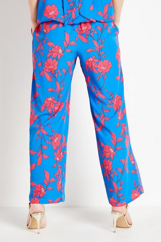 Wallis Petite Blue Pink Floral Wide Leg Trouser 3