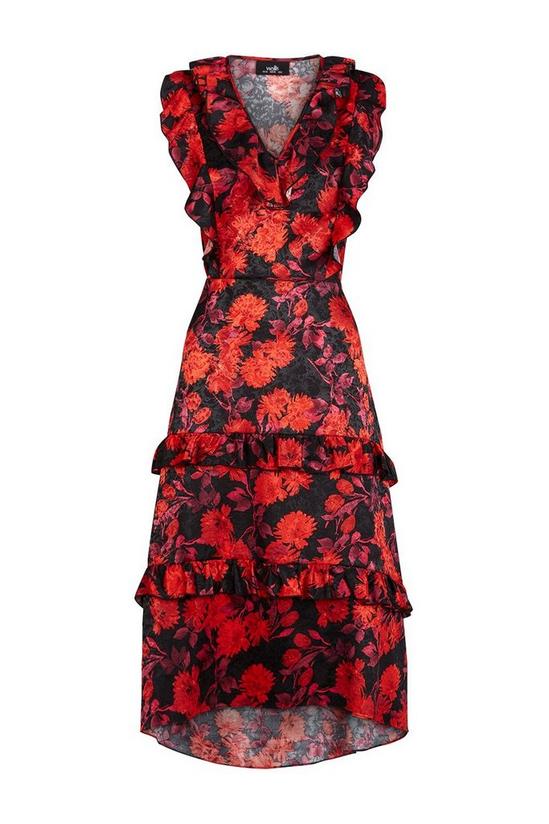 Wallis Black Floral Jacquard Ruffle Dress 5