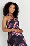 Wallis Black & Pink Floral Pleated Halter Neck Dress thumbnail 4