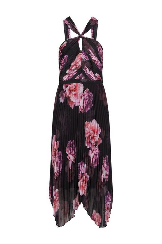 Wallis Black & Pink Floral Pleated Halter Neck Dress 5