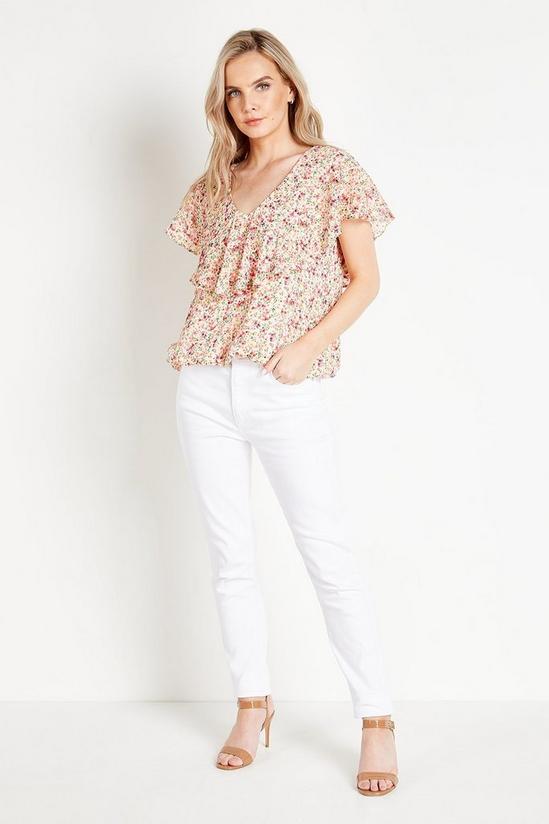 Wallis Petite Ditsy Floral Dobby Cape Sleeve Top 2