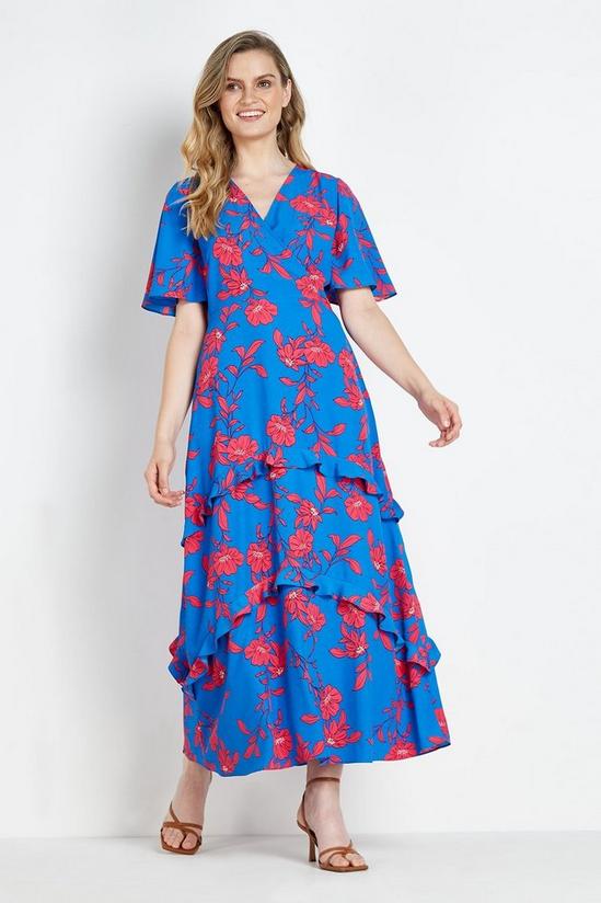 Wallis Petite Blue Pink Floral Tiered Maxi Dress 2