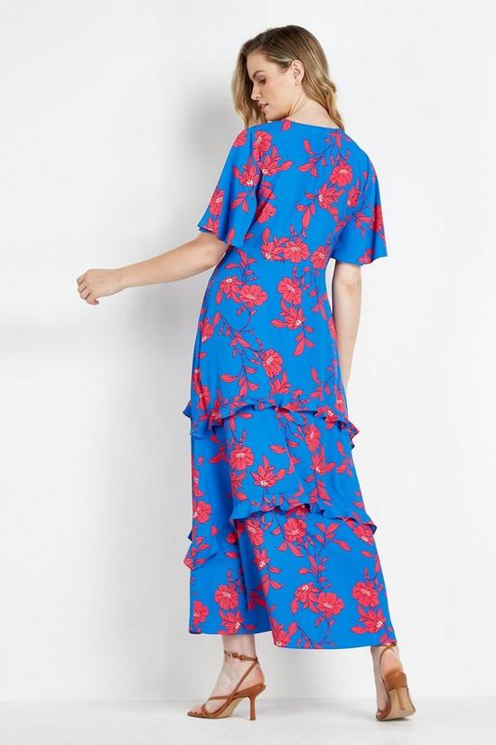 Wallis Petite Blue Pink Floral Tiered Maxi Dress 3