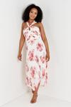 Wallis Ivory & Pink Floral Pleated Halterneck Dress thumbnail 2
