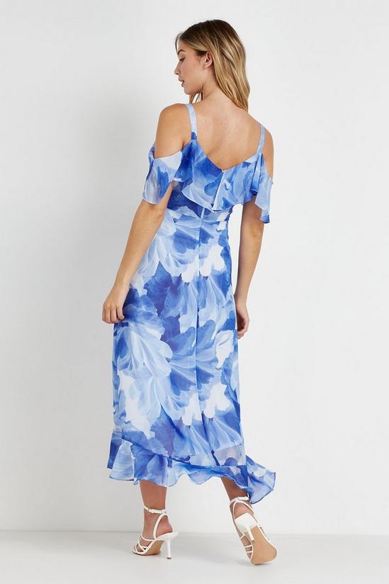 Wallis Blue Floral Cold Shoulder Dress 3