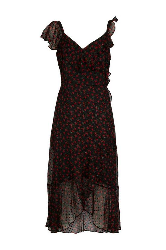 Wallis Black Mini Dobby Rose Ruffle Dress 5