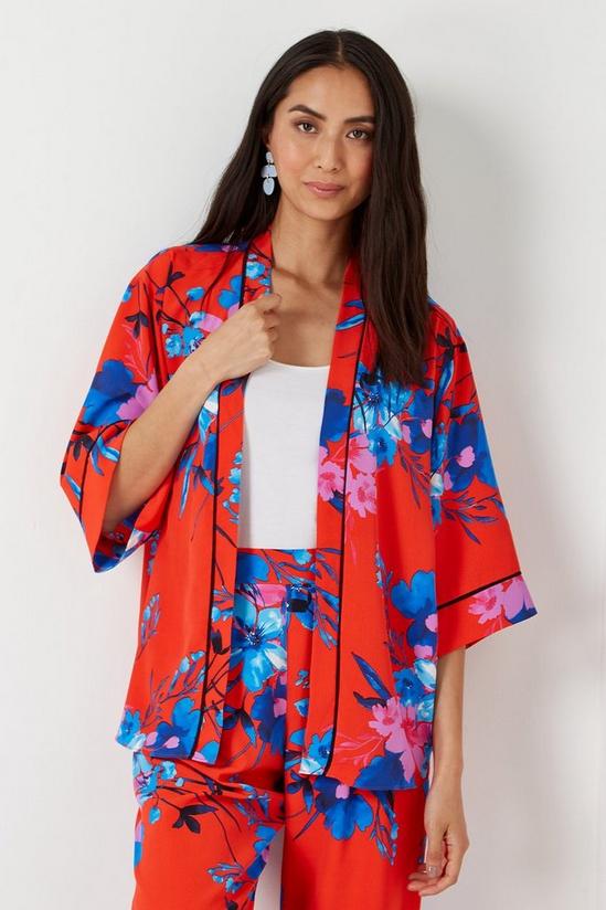 Wallis Red and Blue Floral Kimono Jacket 1