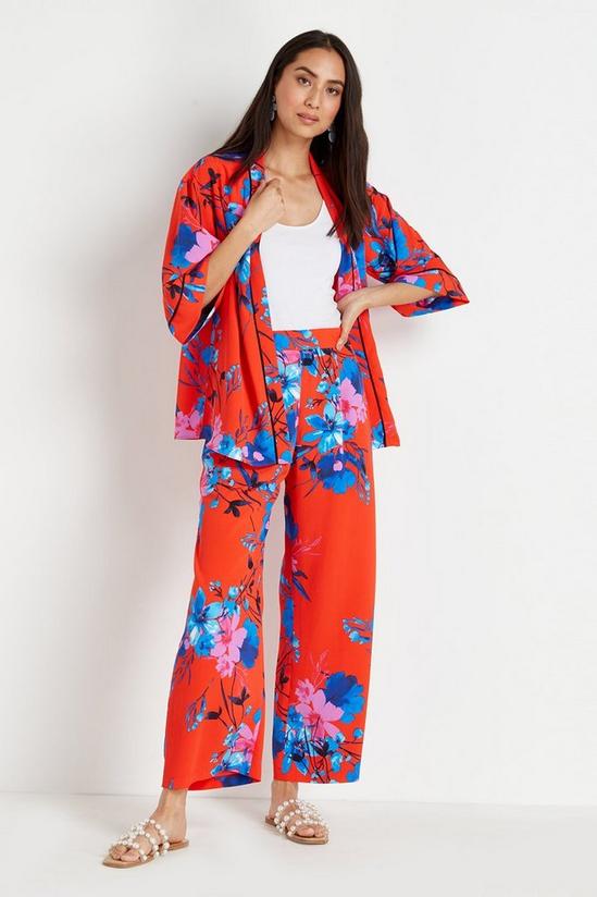 Wallis Red and Blue Floral Kimono Jacket 2
