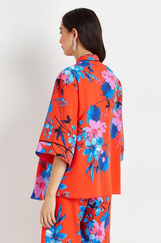 Wallis Red and Blue Floral Kimono Jacket 3