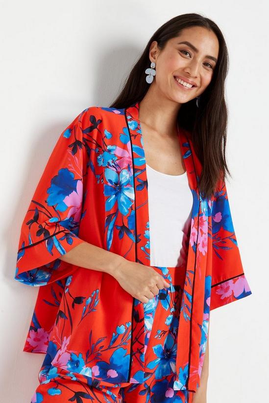 Wallis Red and Blue Floral Kimono Jacket 4