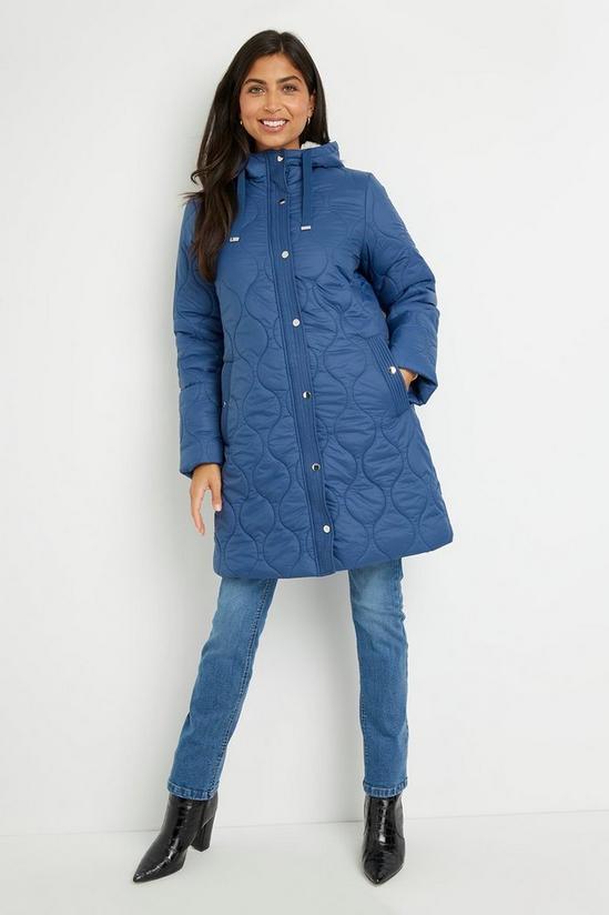 Wallis Hooded Quilted Patterened Coat 2