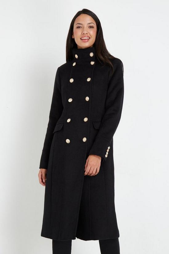 Wallis Black Military Double Breasted Coat 1
