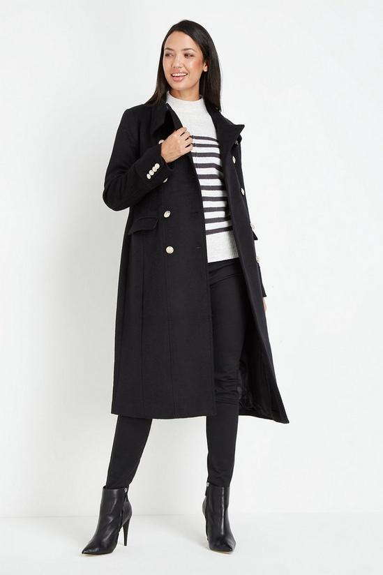 Wallis Black Military Double Breasted Coat 2