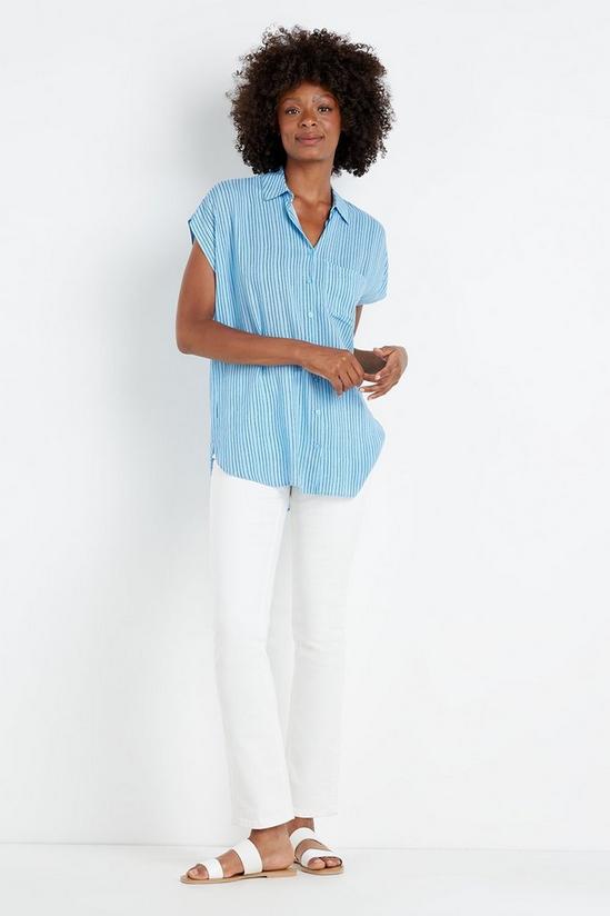 Wallis Blue Stripe Relaxed Longline Shirt 1