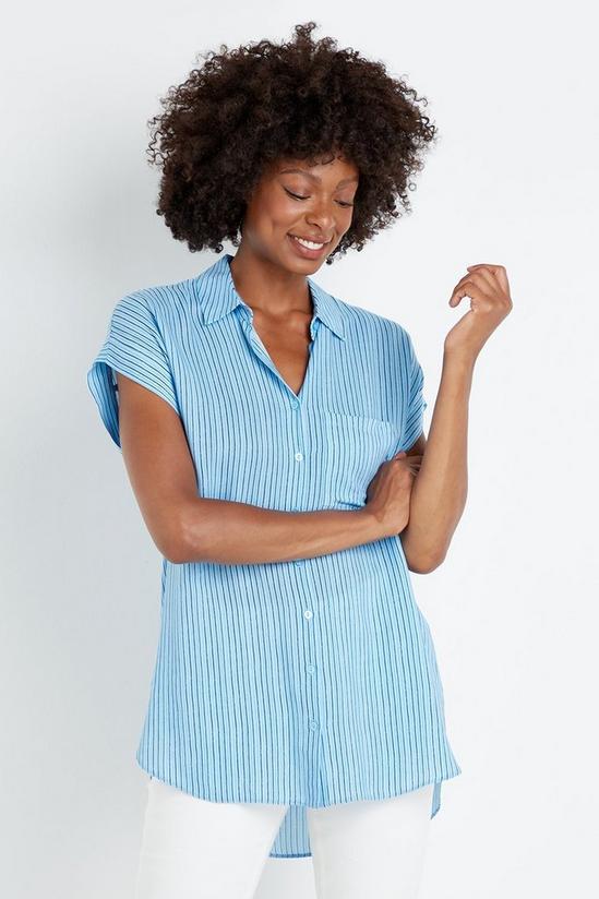 Wallis Blue Stripe Relaxed Longline Shirt 2