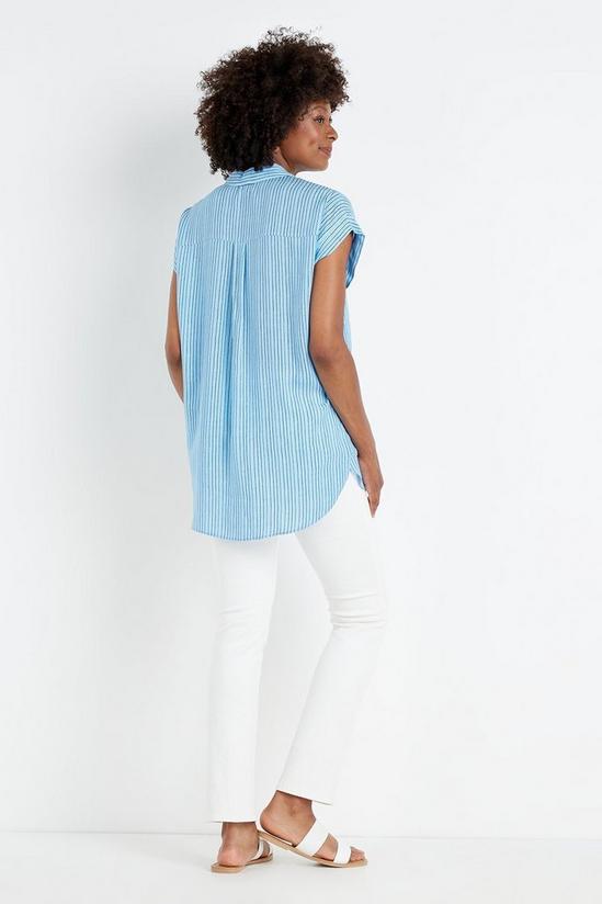Wallis Blue Stripe Relaxed Longline Shirt 3