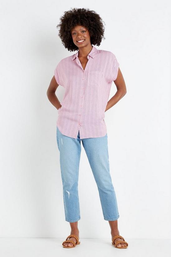 Wallis Pink Stripe Relaxed Longline Shirt 1