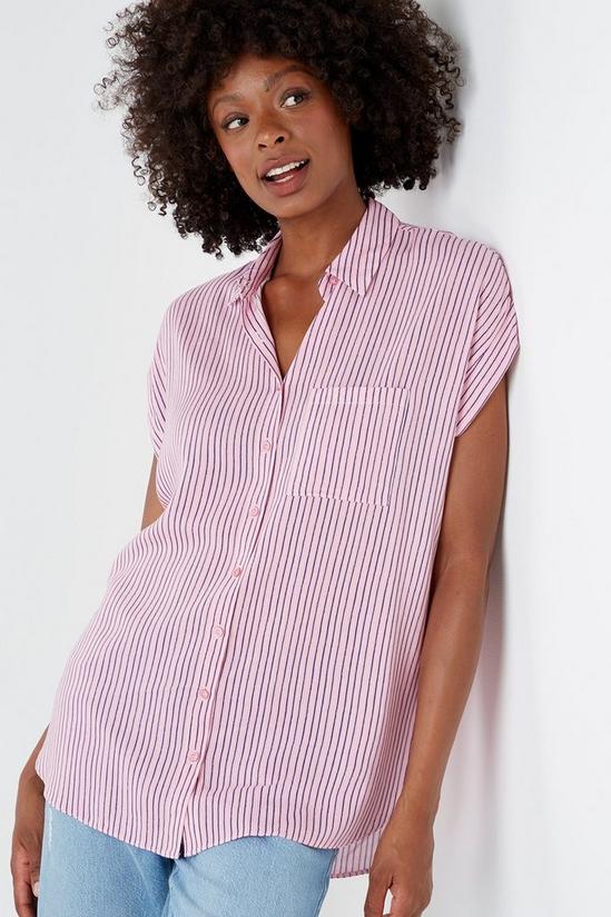 Wallis Pink Stripe Relaxed Longline Shirt 4