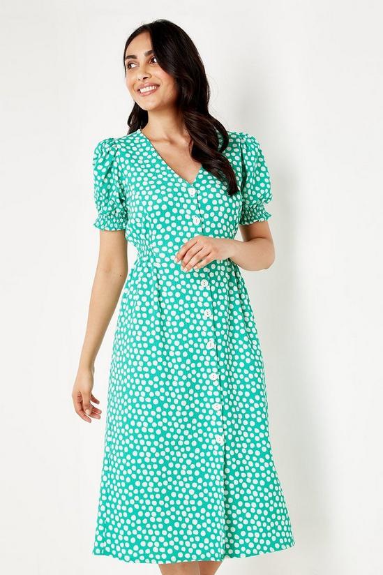 Wallis Petite Green Spot Midi Dress 2