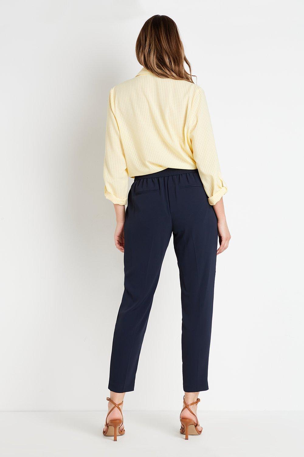 Navy pull 2024 on trousers