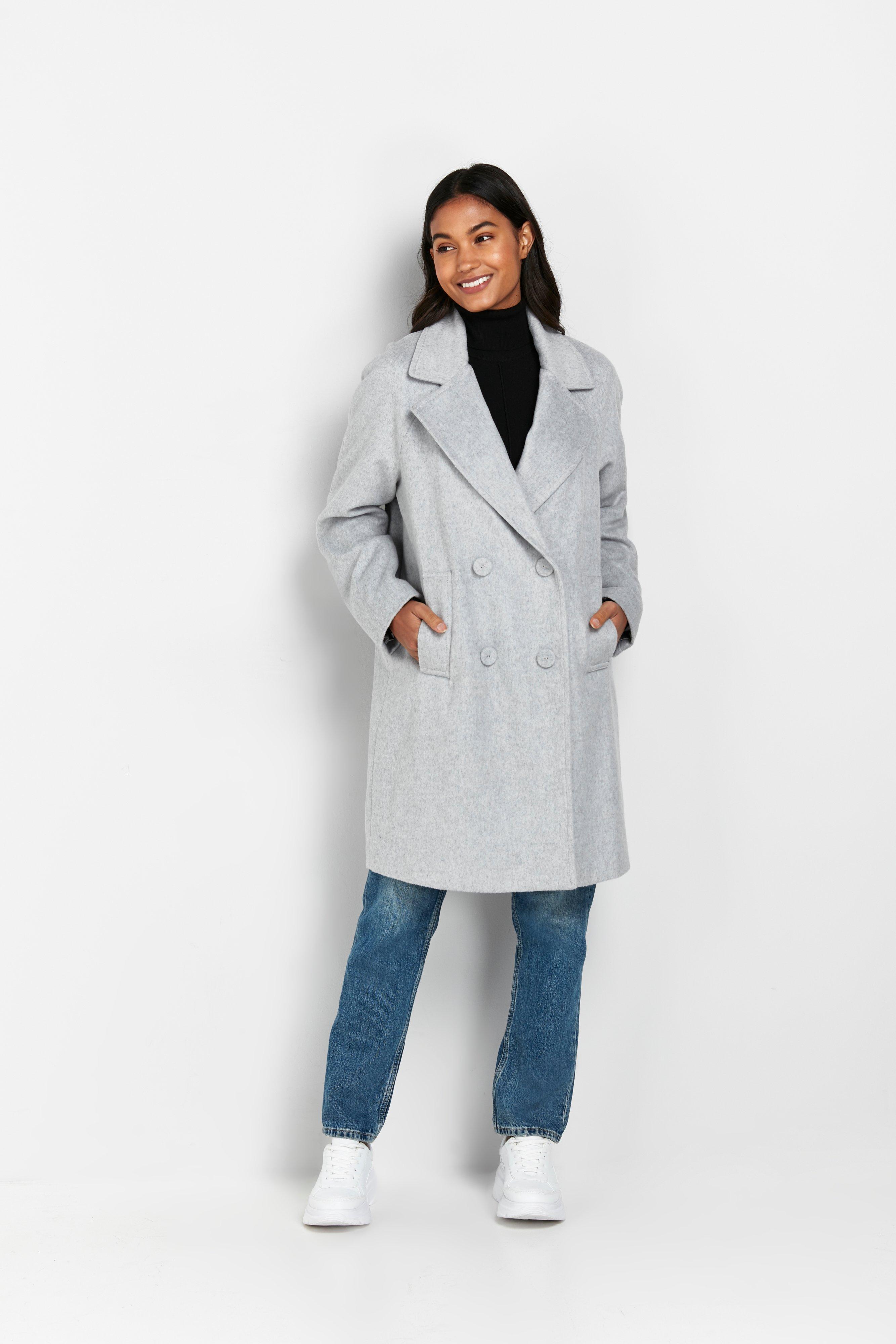 Wallis grey faux wool clearance military coat