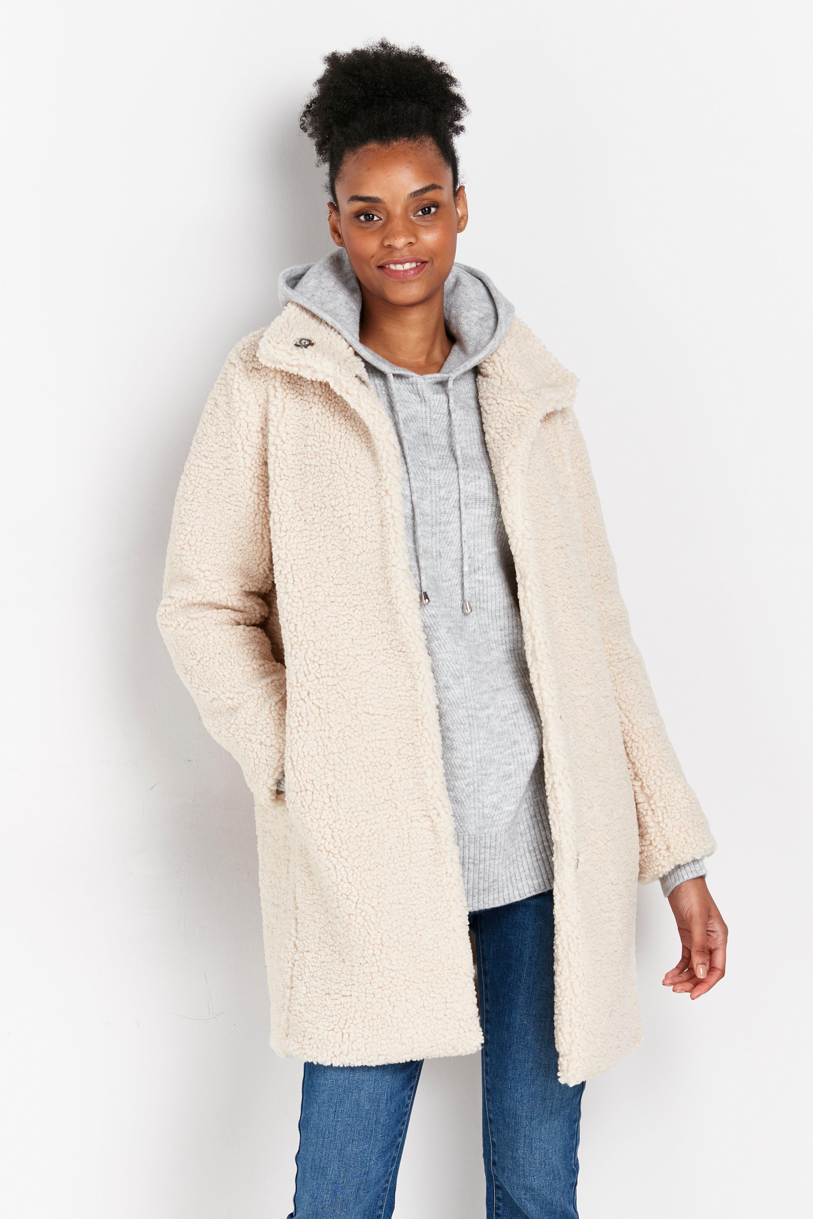 Longline teddy online coat cream