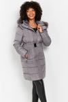 Wallis Grey Faux Fur Hood Quilted Coat thumbnail 1
