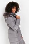 Wallis Grey Faux Fur Hood Quilted Coat thumbnail 3