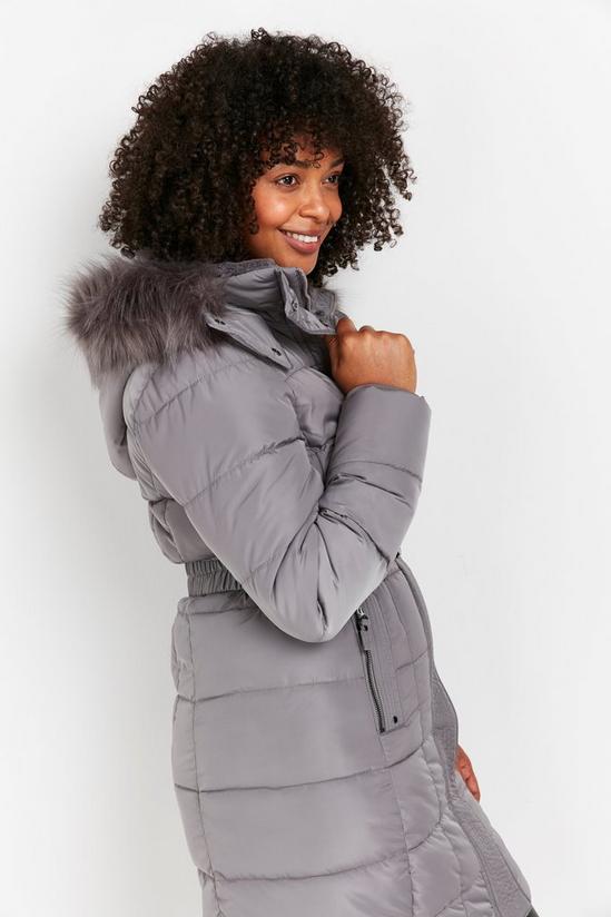 Wallis Grey Faux Fur Hood Quilted Coat 3