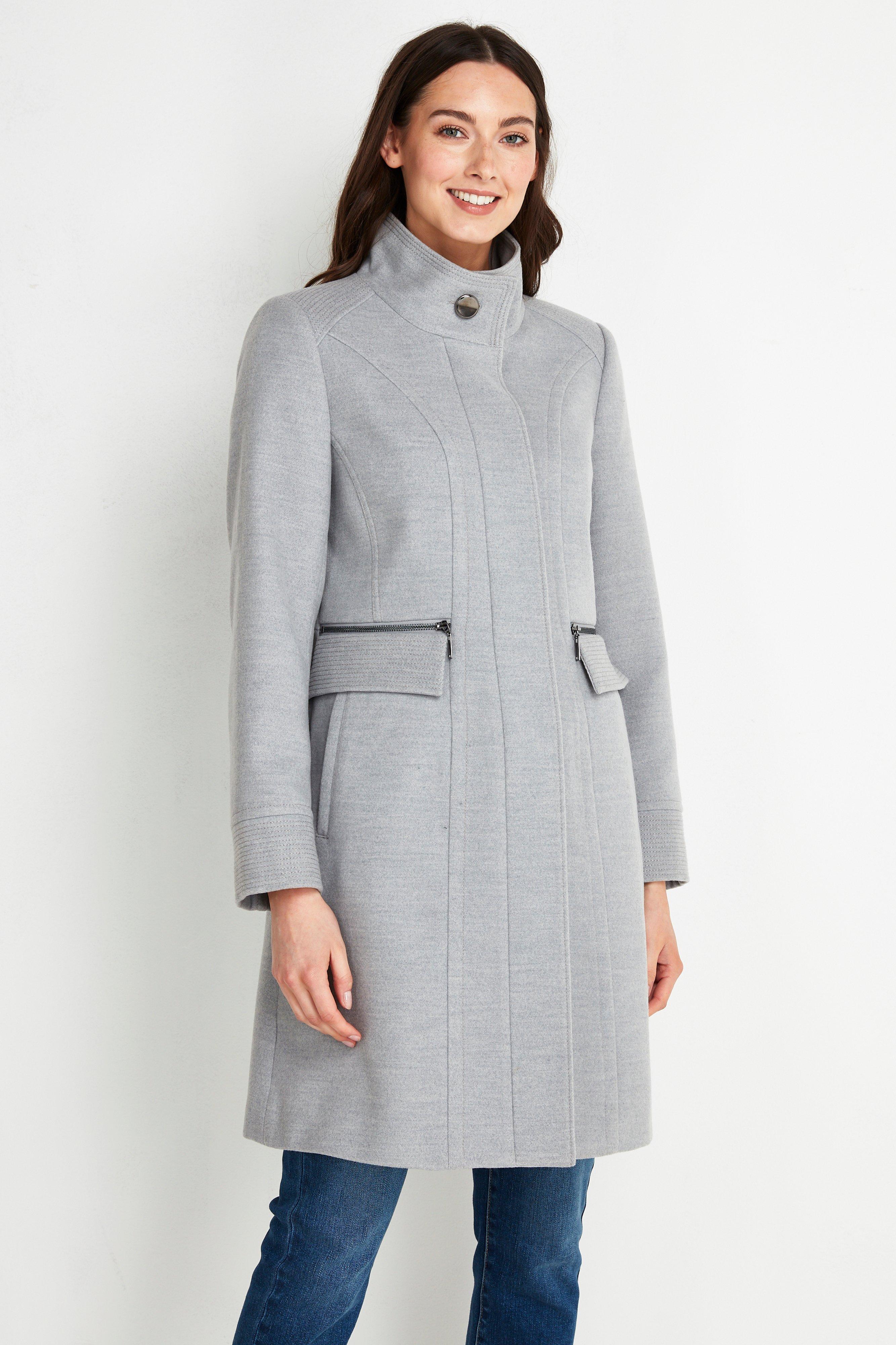 Gray funnel neck outlet coat