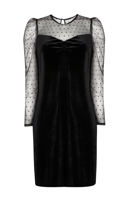 Wallis PETITE Black Dobby Print Velvet Dress 4