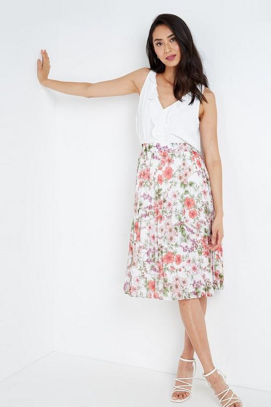 Wallis Petite Ivory Summer Floral Pleated Skirt 2