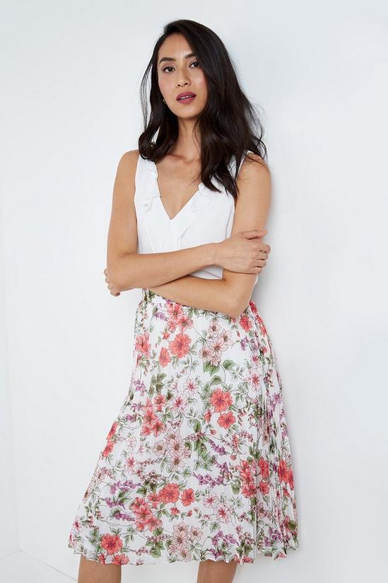 Wallis Petite Ivory Summer Floral Pleated Skirt 4