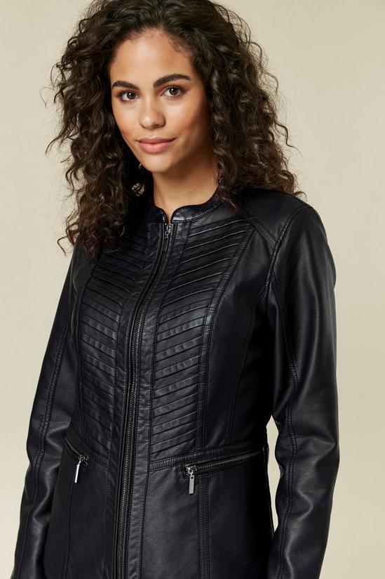 Wallis Black Faux Leather Stitch Front Jacket 3