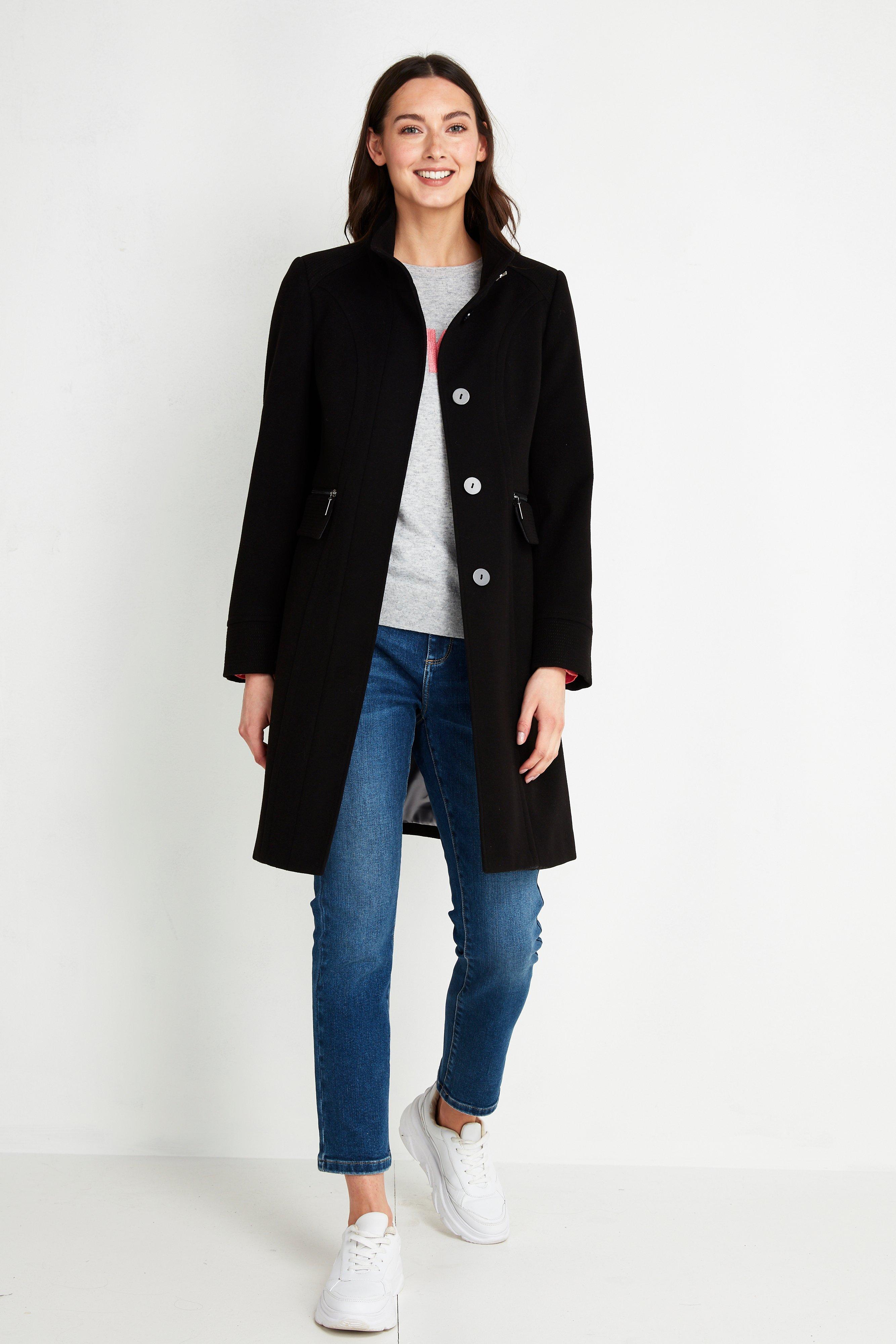 Wallis black faux wool sale coat