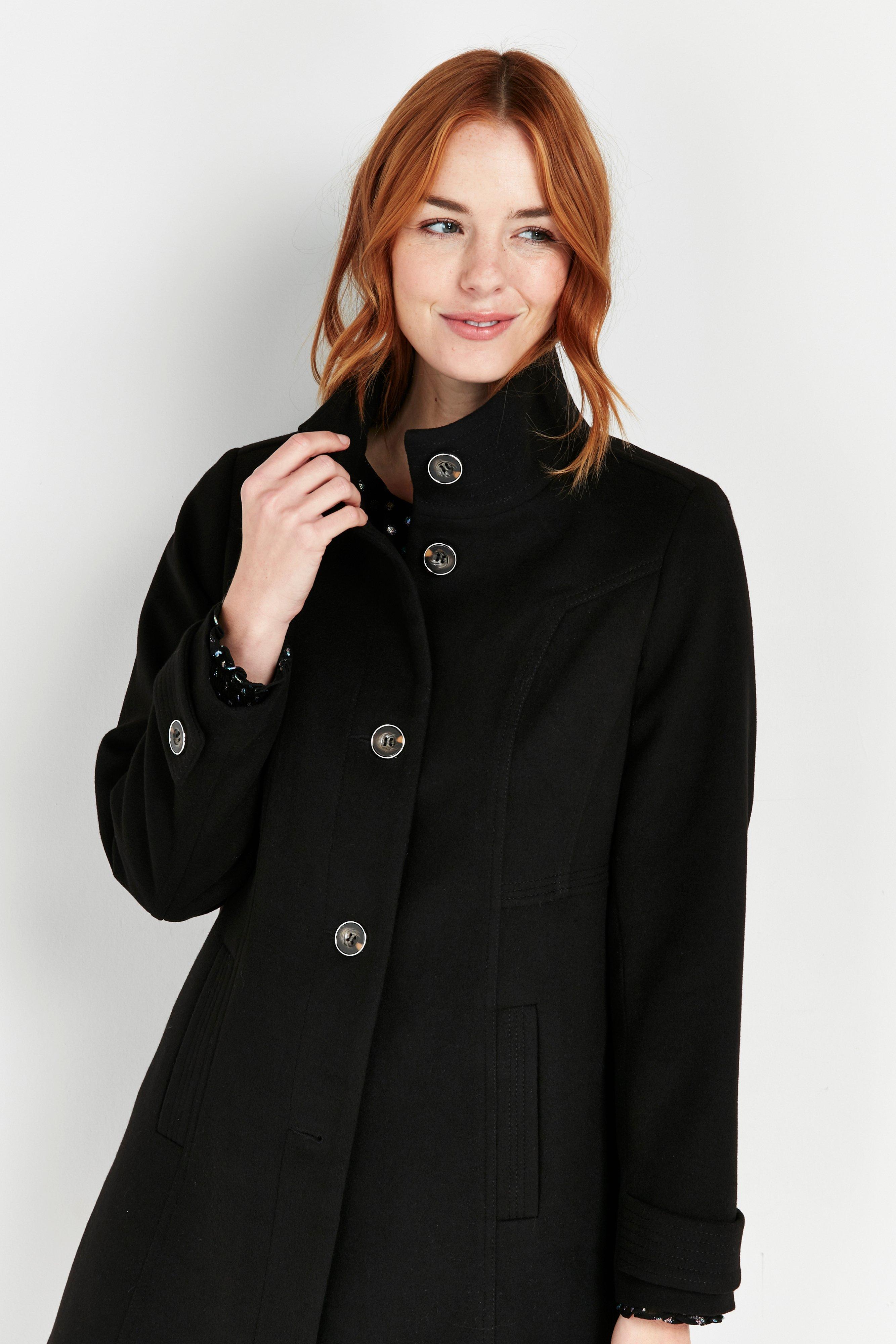 Wallis black funnel neck sale coat