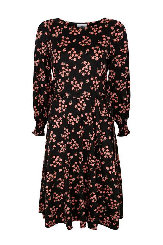 Wallis Petite Black Floral Puff Sleeve Midi Dress 4