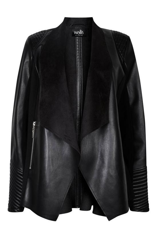 Wallis Black Faux Leather Waterfall Jacket 1