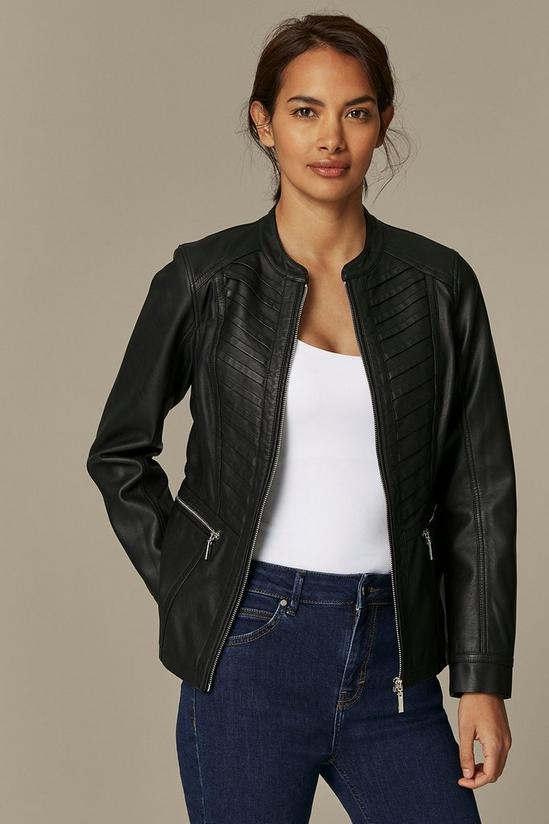 Wallis PETITE Black Faux Leather Jacket 1