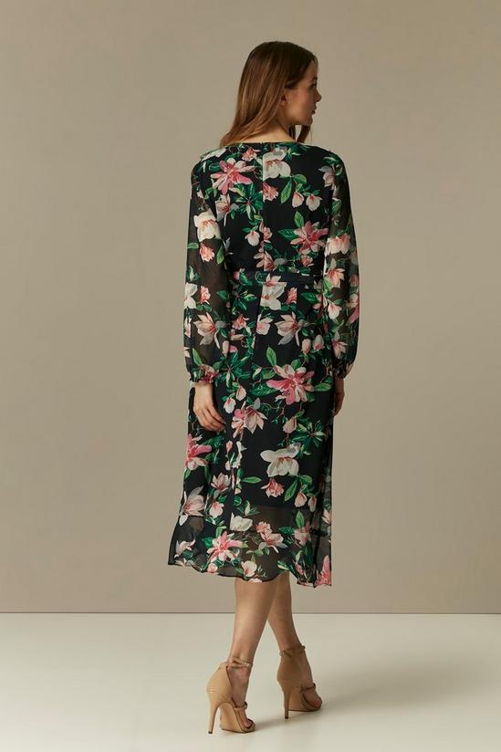 Wallis Black Floral Ruffle Hem Midi Dress 2