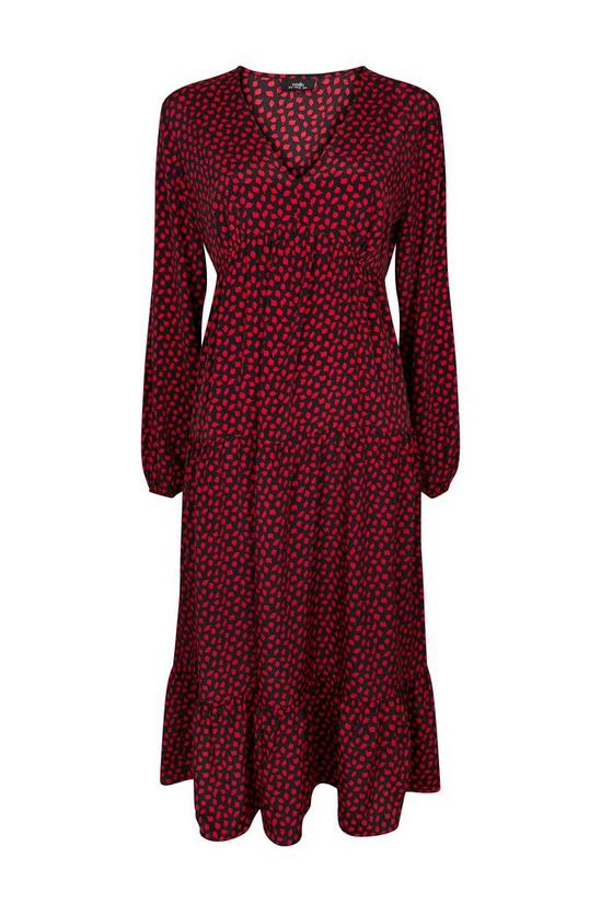 Wallis Red Leaf Print Puff Sleeve Midi Dress 4