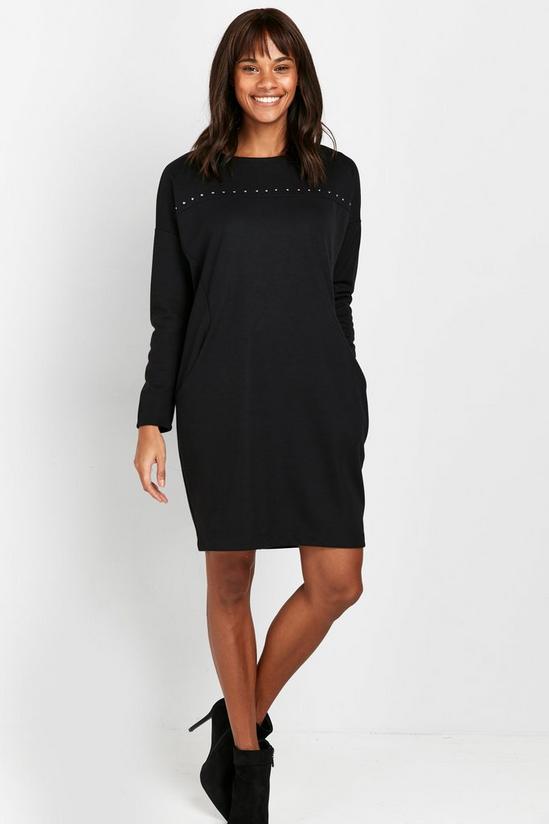 Wallis Black Studded Jersey Dress 1